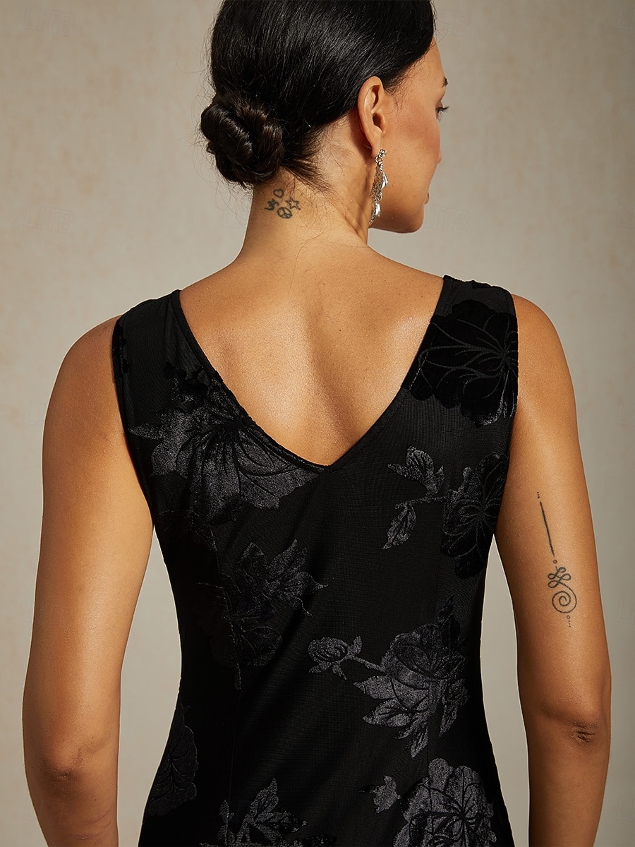 Damen Maxikleid Etui-Kleid Trompeten- Meerjungfrauenkleid A Linie Kleid Elegant Formell Cocktail Abendgesellschaft Party Hochzeitsgast Normale Passform Blumen Ärmellos Rundhalsausschnitt Schwarz 2026 - $103.99 –P5