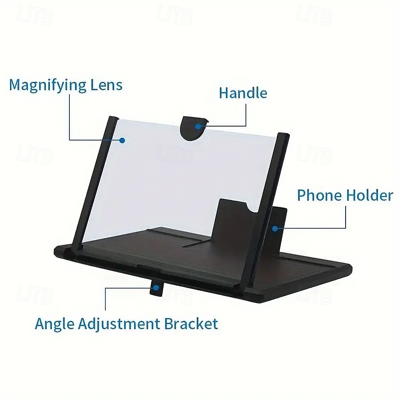 10/12-дюймовый изогнутый 3D-увеличитель для экрана телефона со складной подставкой — портативный многофункциональный объектив для фильмов и игр &видеозвонки, совместимые со всеми смартфонами 2025 - $7.99 –P15