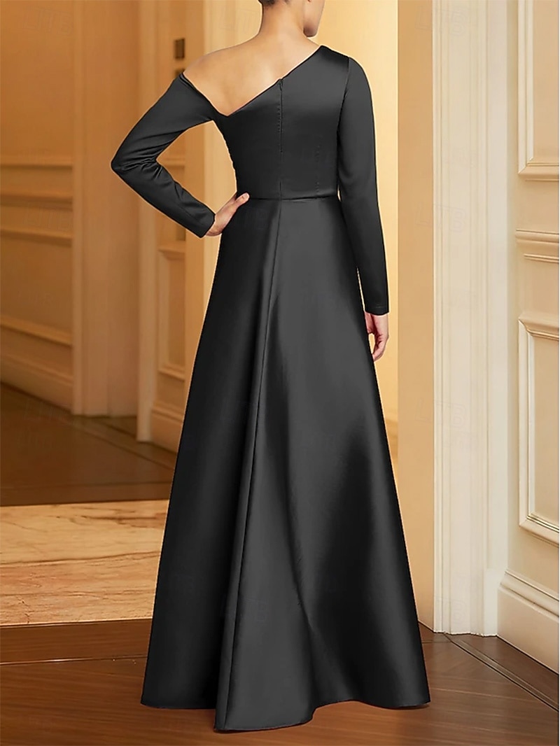 Mermaid Trumpet Floor Length Evening Gown Ball Gown with Overskirt Formal Dress Elegant Glittering Sparkle Long Sleeve One Shoulder Wedding Formal Stretch Satin Sequined with Glitter 2026 - $195.99 –P2