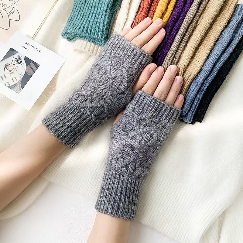 Pentru femei 1 pereche Fără Degete / Mănuși de Iarnă / Mănuși tricotate Șic Stradă / Exterior Mânuși - Mată Stl 2026 - $15.49 –P3