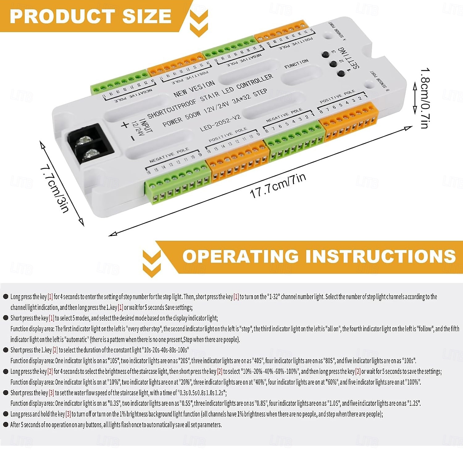 32 Channel Motion Sensor LED Stair Controller Automatic Staircase Lighting Controller Short Circuit Proof Stairway Step Light Controller Adjustable Brightness for Indoor Under Stair Lighting DC12-24V 2025 - $43.99 –P8