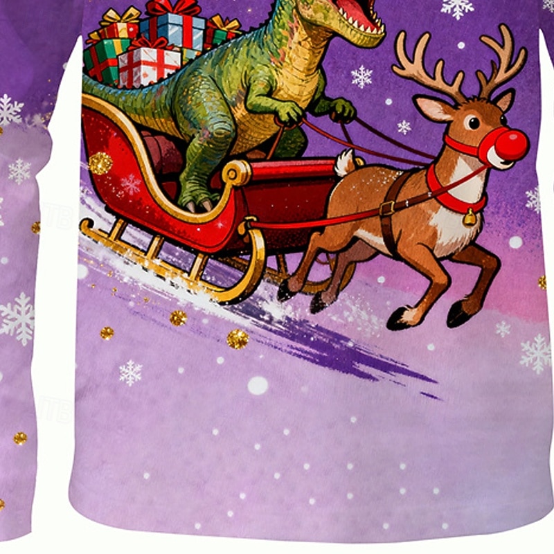 Jul Pojkar 3D Grafisk Varje Dinosaurie T-shirt Långärmad Vår Höst Mode Grundläggande Barn 4-12 år Rund hals Utomhus Ledigt Dagligen Normal 2025 - $13.99 –P3
