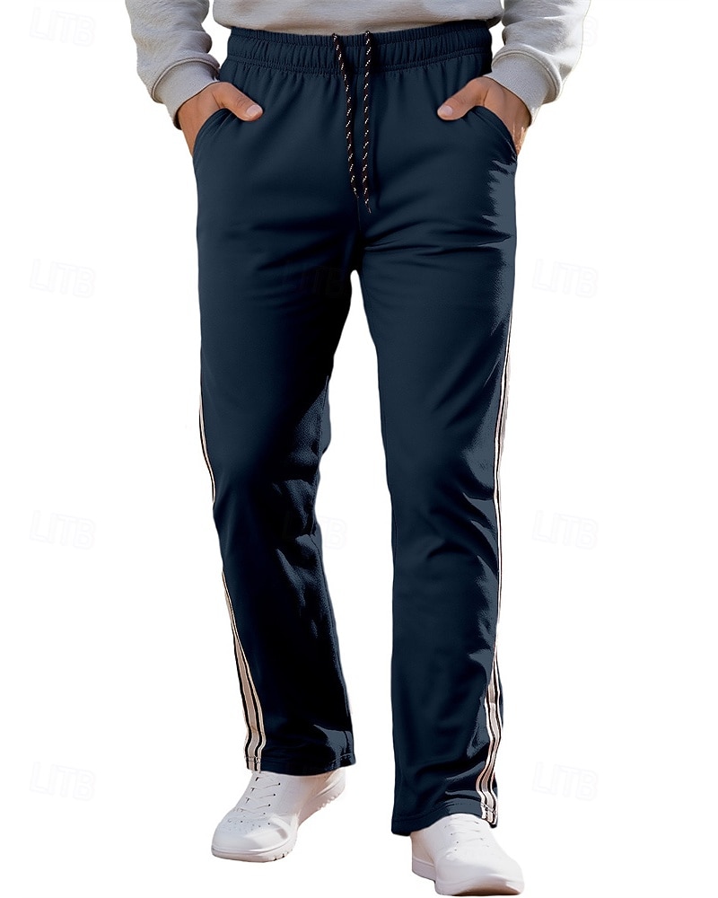 Hombre Pantalones de Deporte Pantalones Pantalones deportivos de pierna recta Correa Bolsillo Cintura elástica Bloque de color A Rayas Comodidad Diario Deporte Moda Casual Vino Verde Ejército 2026 - $20.99 –P14