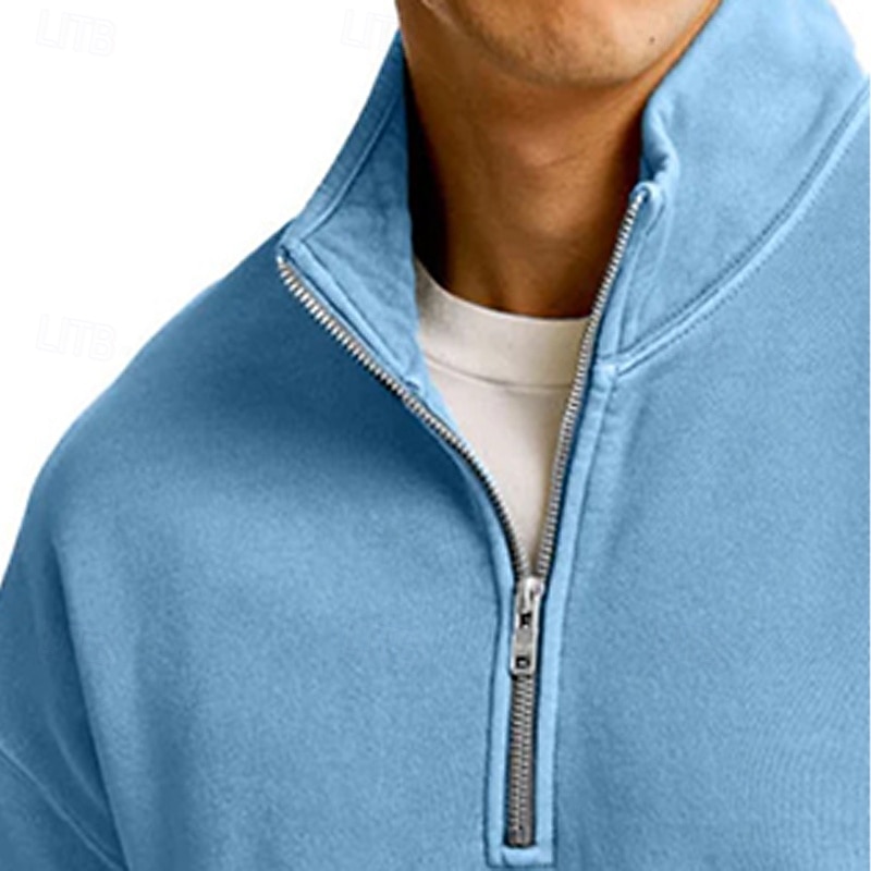 Homens Moletom Estacionar Moletom com zíper Azul Claro Colarinho Clerical Meio Zíper Tecido Zíper Casual Diário Desportos e Ar livre Roupa de rua Legal Roupa de Esporte Primavera & Outono Roupa de 2026 por $28.99 –P13