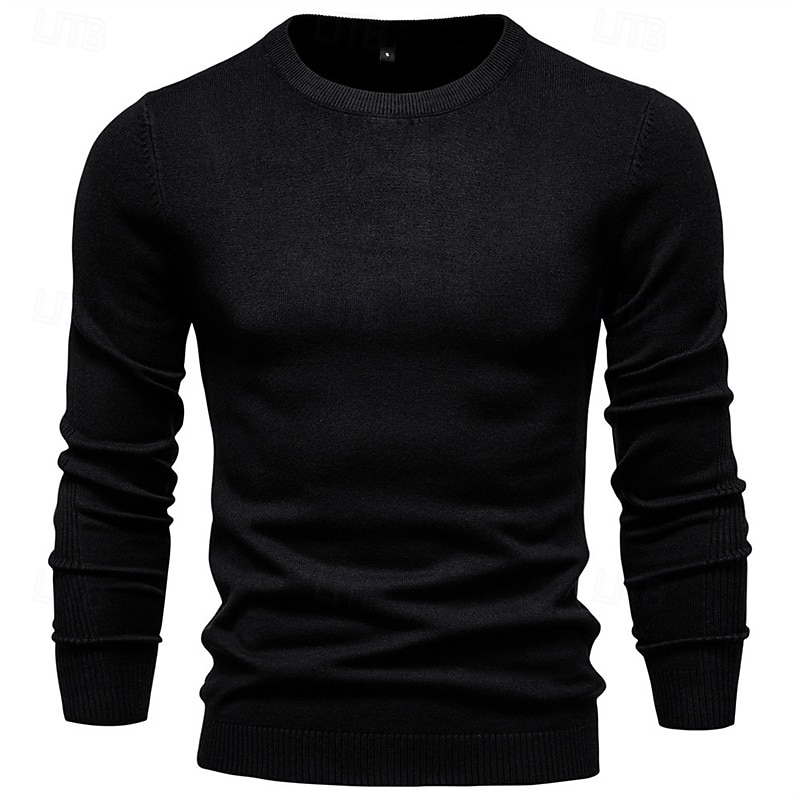 Homme Pull Côtelé Tricoter Hauts Réguliers Tricoté Coupe ajustée Uni Col ras du cou Tricots Contemporain Occasionnel Tenue quotidienne Vêtement Tenue Automne & Hiver bleu marine M L XL de 2026 ? $22.99 –P8