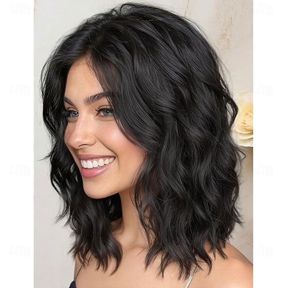 Женский парик карамельно-коричневого цвета длиной 14 дюймов с мелированием — волнистый парик длиной до плеч с предварительно выстриженными волосами на кружеве, пробор посередине, натуральный волнистый 2026 - $21.99 –P9