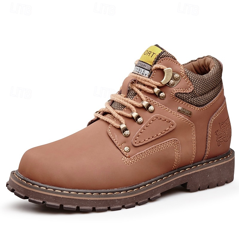 Men's Yellow Faux Leather Work Safety Boots with Shock-Absorbing Sole and Steel-Toe Protection, Durable Construction Boots for Outdoor Labor and Industrial Work 2026 - $64.99 –P1