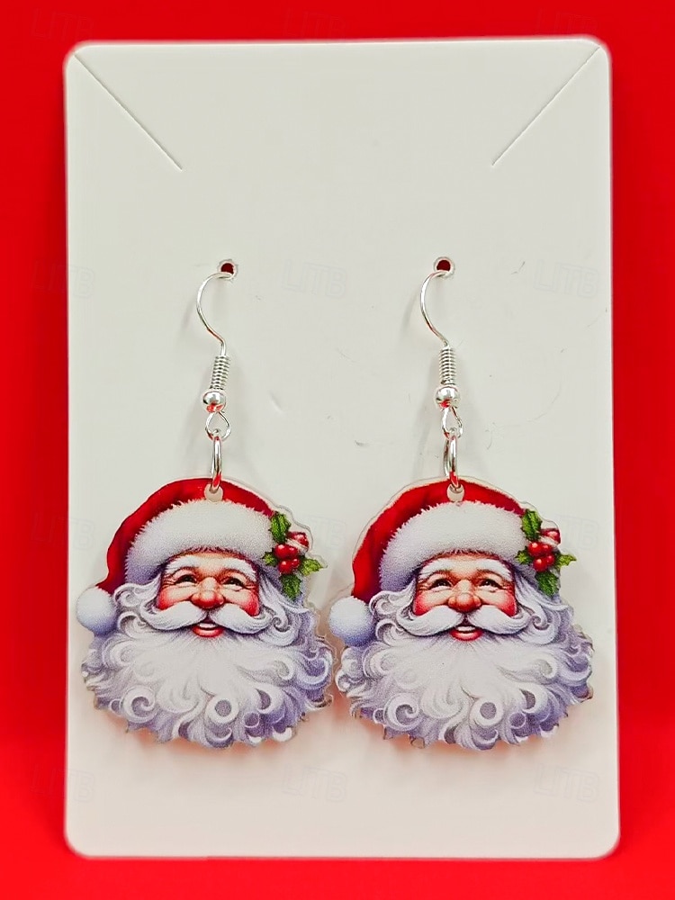 Cercei acrilici pentru femei cu model om de zăpadă de Crăciun – design festiv cu eșarfă și căciulă, perfecți pentru petreceri și ținute de iarnă 2025 - $9.99 –P10