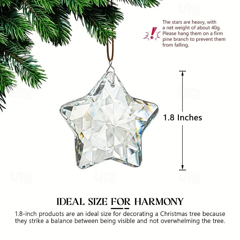 Conjunto de 6 enfeites de Natal em vidro transparente facetado em formato de estrela, ideais para centros de mesa, captadores de luz solar e decoração de cristal para árvores de Natal, janelas, de 2026 por $25.99 –P15