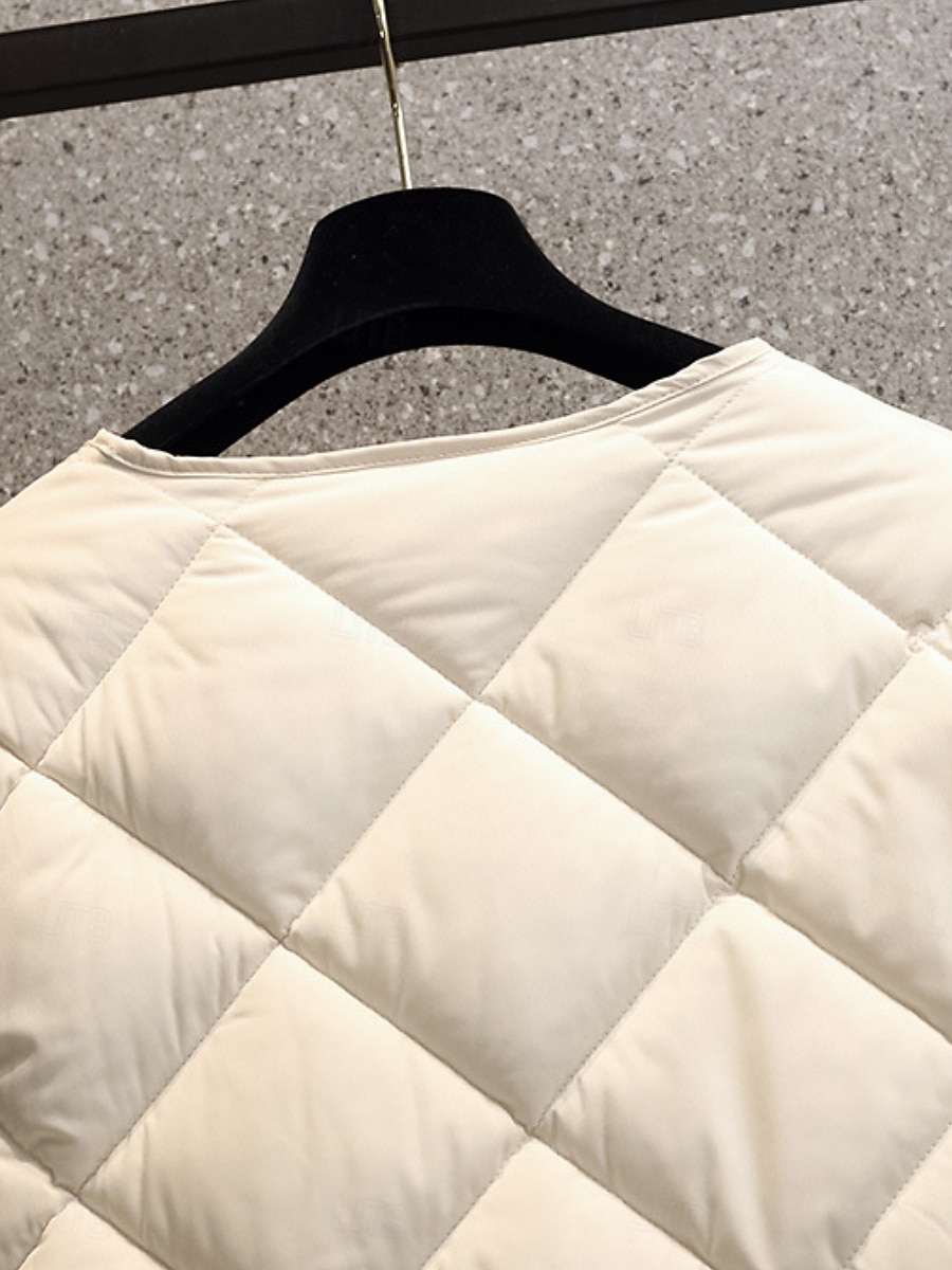 Dame Vattert jakke Bekvem Pustende Lomme Knapper Fritid عادي Feriereise Gate Avslappet Dagligdagstøy Enkeltkneppet Kort Crewneck Normal Langermet Yttertøy Svart Hvit kaffe Vår Høst 2026 - $25.99 –P5