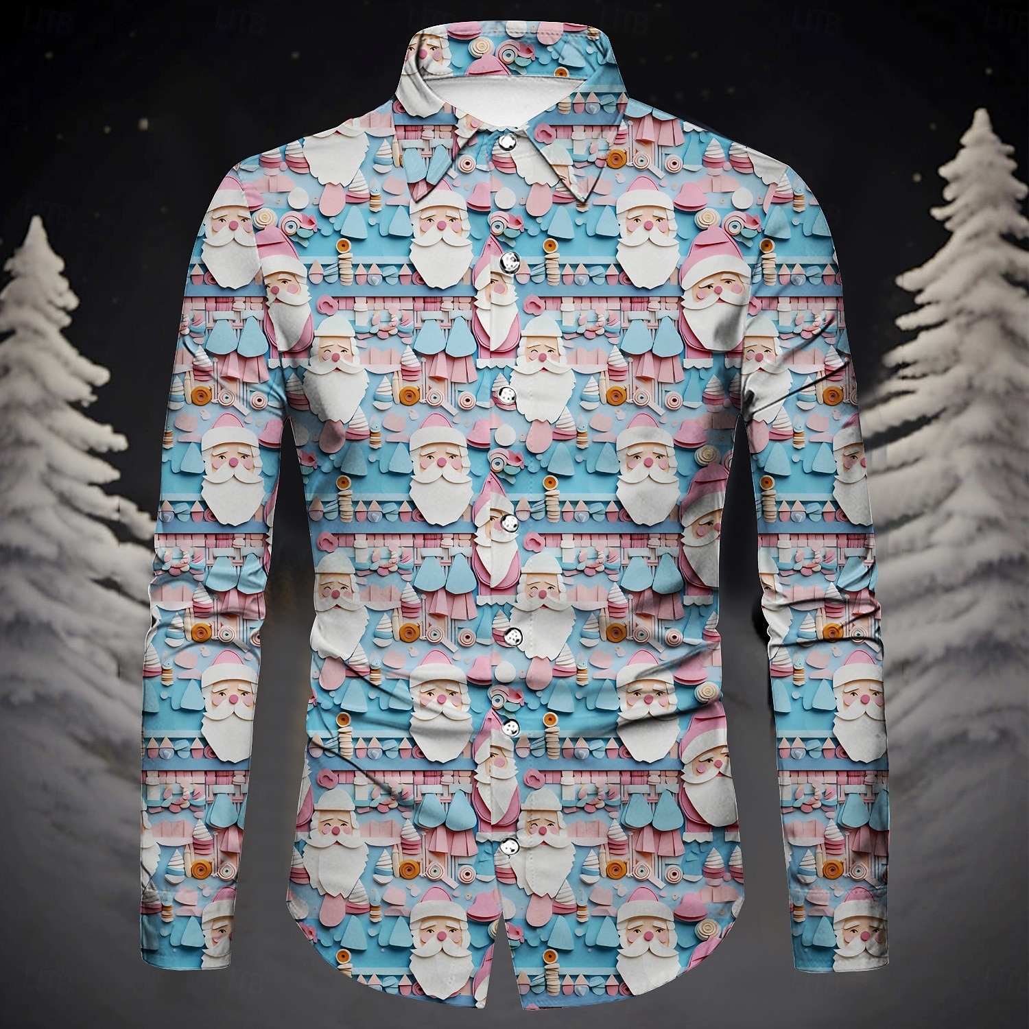 Karácsony Hosszú ujjak Gombos ing Mikulás Grafikus Újdonságok Vicces mert Férfi Felnőttek 3D nyomtatás mert Karácsony Farsang Újév Parti 2025 - $29.99 –P1