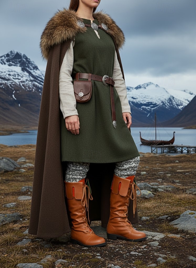 Middeleeuwse Viking-kniehoge veterlaarzen van imitatieleer voor dames, retro renaissancekostuumschoenen voor LARP, cosplay en festivals &podiumoptredens 2026 - $59.99 –P4