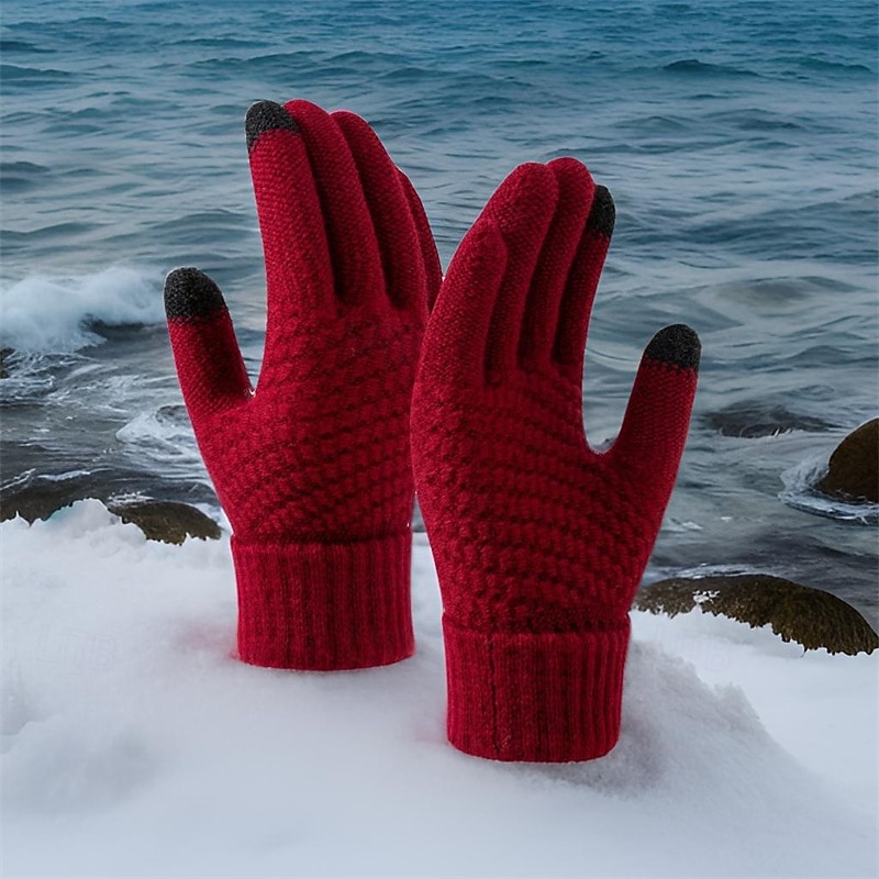 Męskie 1 para Czubki palców Rękawiczki zimowe Dziane rękawiczki Rękawiczki bez palców Moda Nowoczesny Rękawiczki Keep Warm Dzierganie Kolorowy blok Jesień Czarny Biały Żółty Rumiany róż 2026 - $9.49 –P1