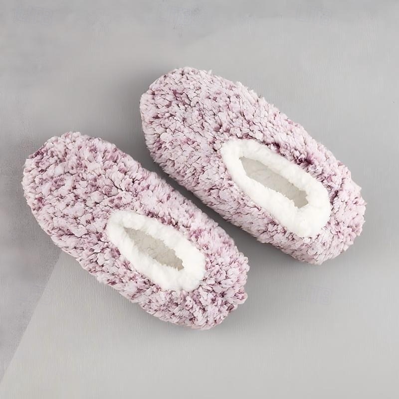 damesokker med fuzzy stjernemønster på gulvet, tykke bomulls-plysj-tøffelsokker for vinterhjemmet eller søvn, varme, koselige sklisikre innesokker 2026 - $12.99 –P8