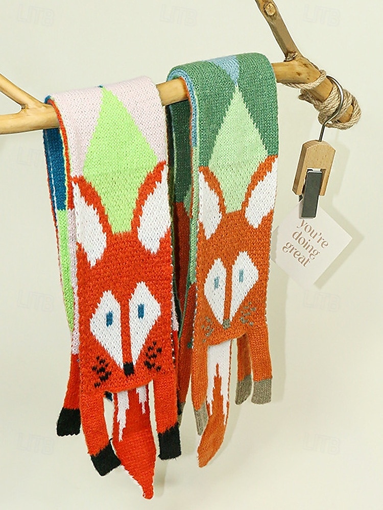 Écharpe en tricot de renard pour femme, cache-cou d'hiver en forme d'animal mignon, châle de dessin animé doux et coloré pour vêtements décontractés, cadeaux d'extérieur et de vacances de 2026 ? $11.99 –P4