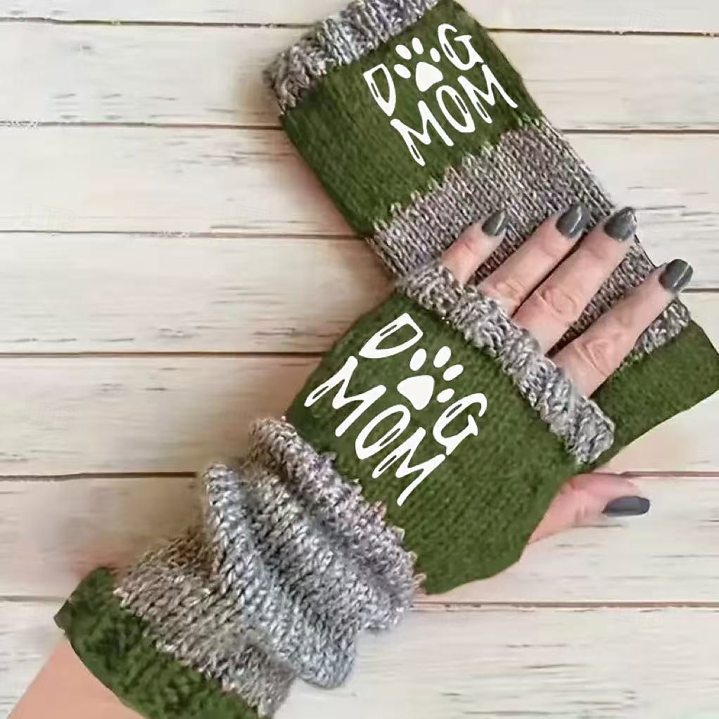 Women's 1 Pair Fingerless / Knitted Gloves Streetwear / Outdoor Gloves - Print Print 2026 - $16.99 –P6