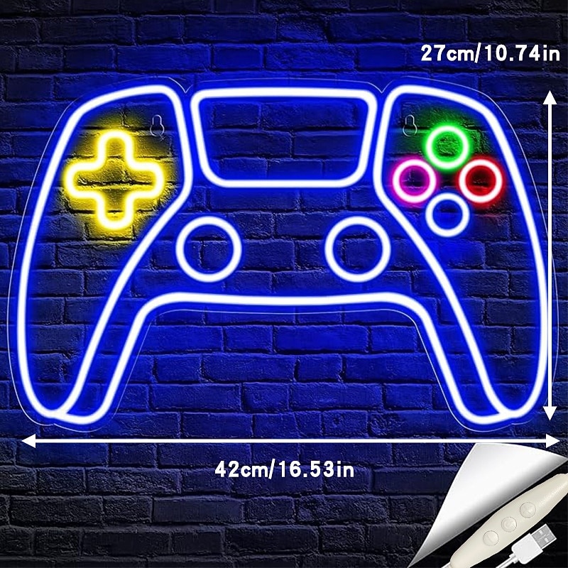 1 pz luce al neon a led per sala eSport luce da parete decorativa per stile gaming luce da tavolo per stile controller luce al neon per macchina da gioco luce d'atmosfera a led alimentatore usb del 2026 a $35.99 –P8