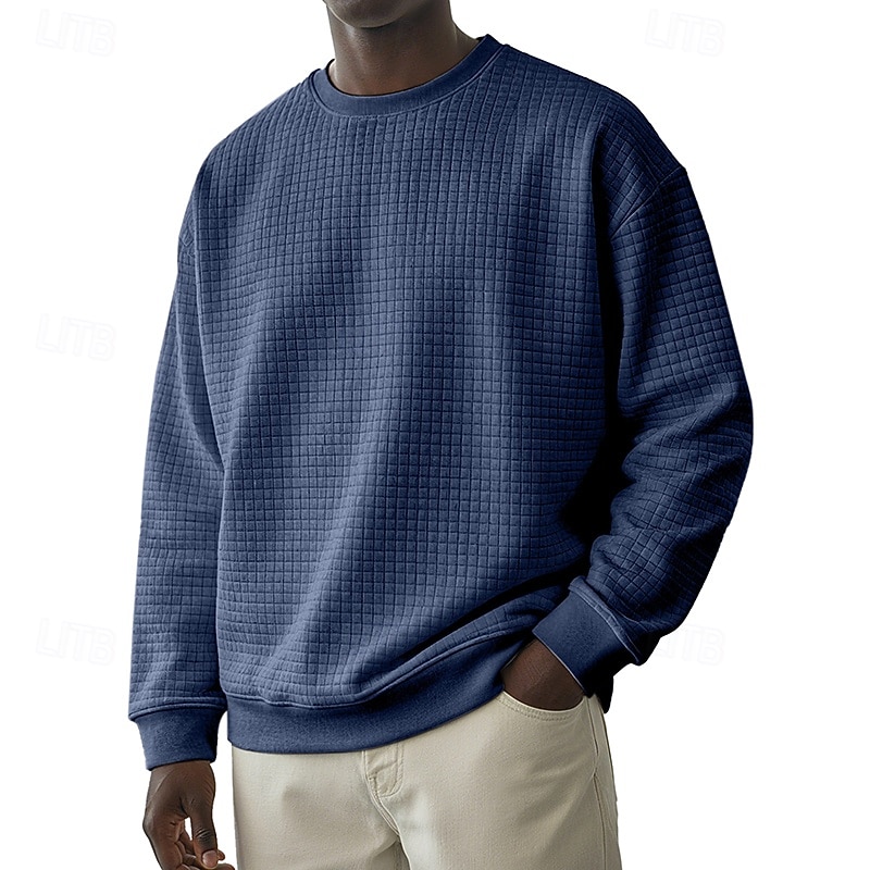 Homens Moletom Moletom Waffle Estacionar Cinza Claro Gola Redonda Tecido Textura Casual Diário Desportos e Ar livre Roupa de rua Legal Roupa de Esporte Primavera & Outono Roupa Moletons Moletons de 2026 por $24.99 –P5