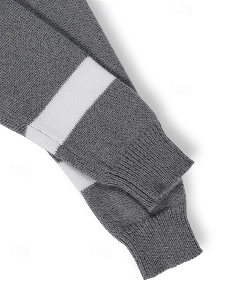 Męskie Sweter sweter Sweter z dzianiny Prążkowany Robić na drutach Zwykłe topy Dzianiny Kolorowy blok Półgolf Moda Podstawowy Urlop Dzienne zużycie Odzież Jesień Zima Biały Czerwony S M L 2026 - $34.99 –P7