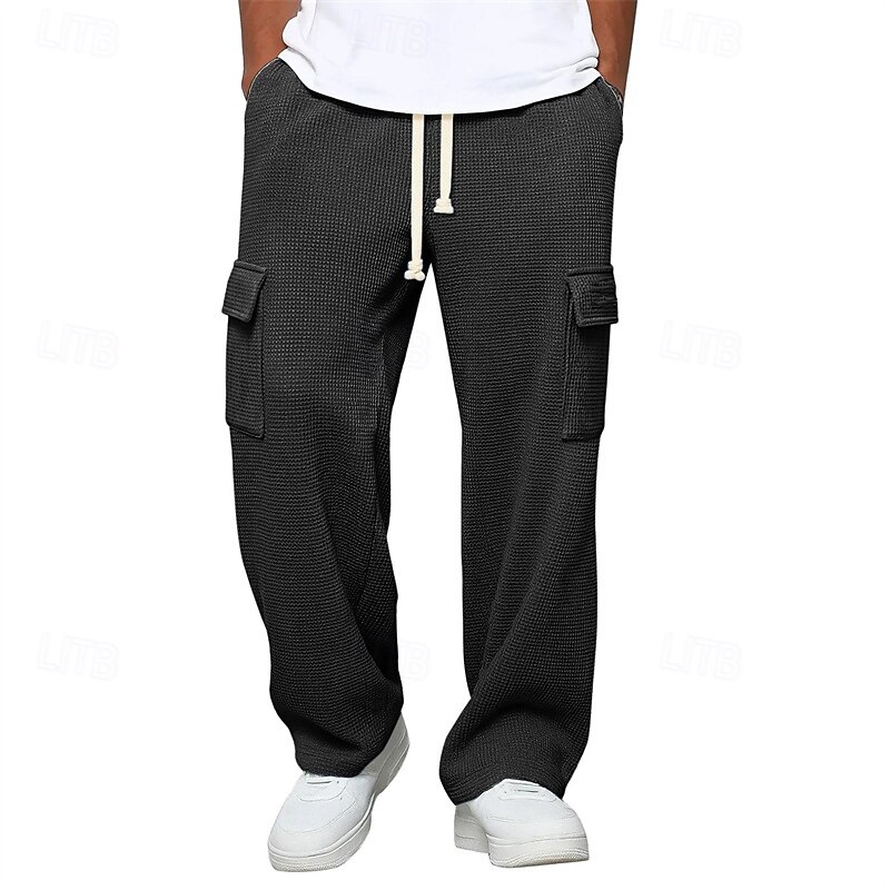Pantalon De Jogging Homme Grande Taille - Taille élastique Avec Cordon, Poches, Coupe Baggy, Polyester