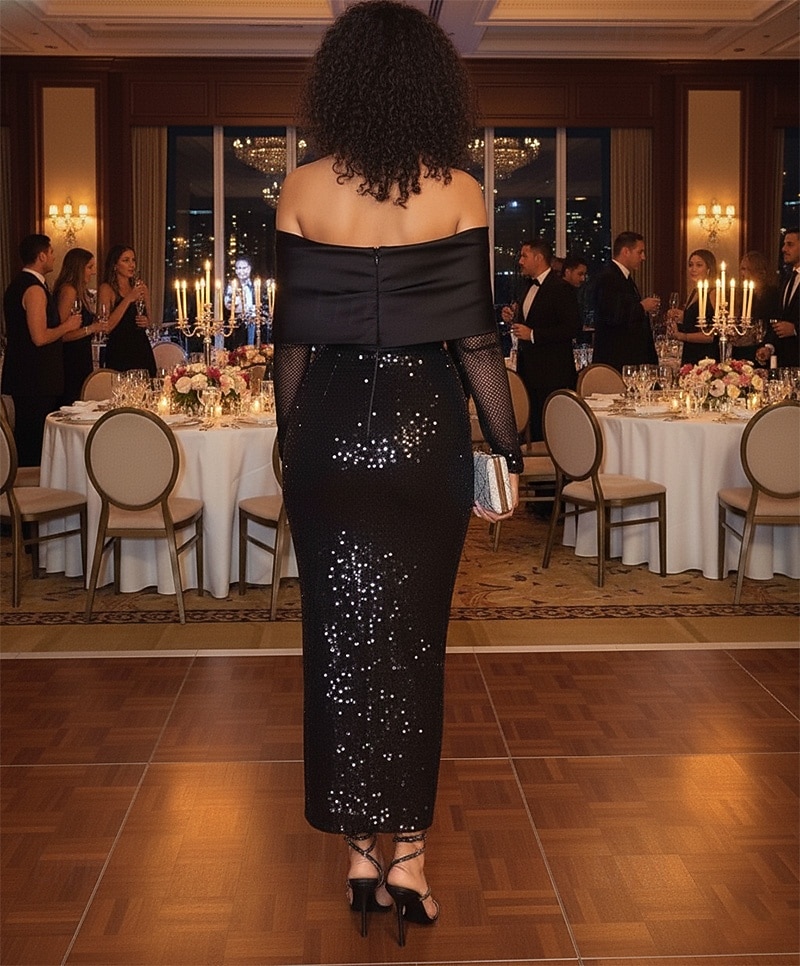 Sjöjungfru trumpet Telång Cocktailklänningar Festklänningar Elegant Ärmlös Över axeln Trädgårdsfest Bröllop Paljetter med Plisserat 2026 - $175.99 –P4