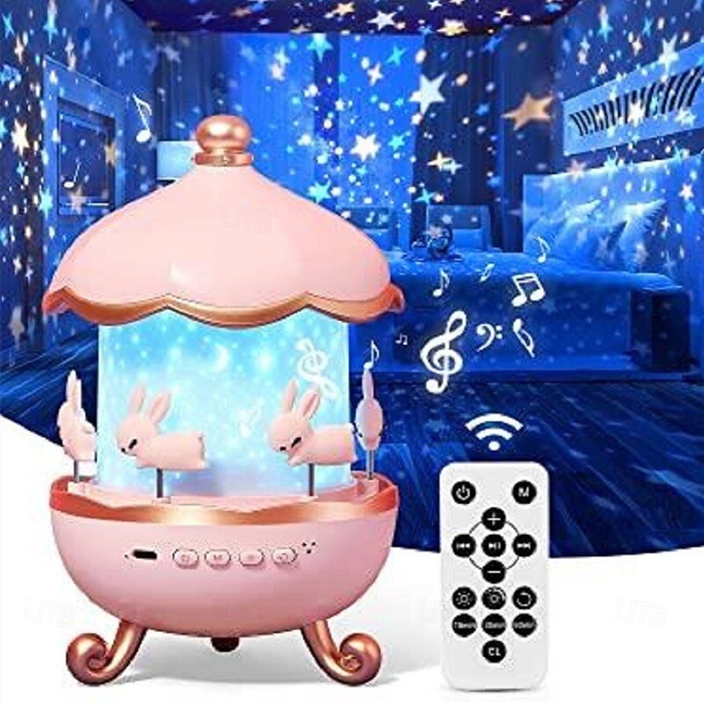 Proiettore Notturno Carousel Bunny 12 Film Musica e Altoparlante Bluetooth Proiettore di Stelle Rotante a 360° per Camera dei Bambini Lampada Nursery Ricaricabile Regalo di San Valentino per Bambine del 2026 a $47.99 –P4