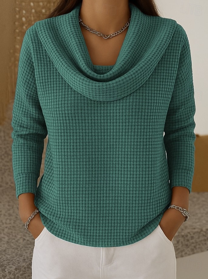 Damen Hemd Vintage Tropisch Stilvoll Langarm Wasserfallausschnitt Normale Oberteile Blau Schwarz Gelb Grün Grau Frühling Herbst Winter 2026 - $24.99 –P1