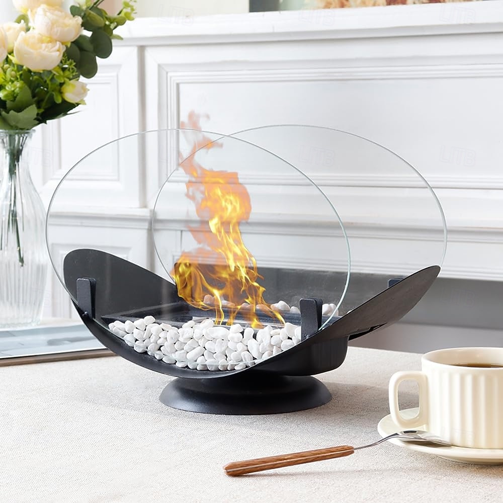 lareira de mesa portátil, lareira a bioetanol sem fumaça, queima limpa, fogueira, lareira sem ventilação, vidro, para salas &cadeiras, decoração elegante de 2026 por $97.99 –P7