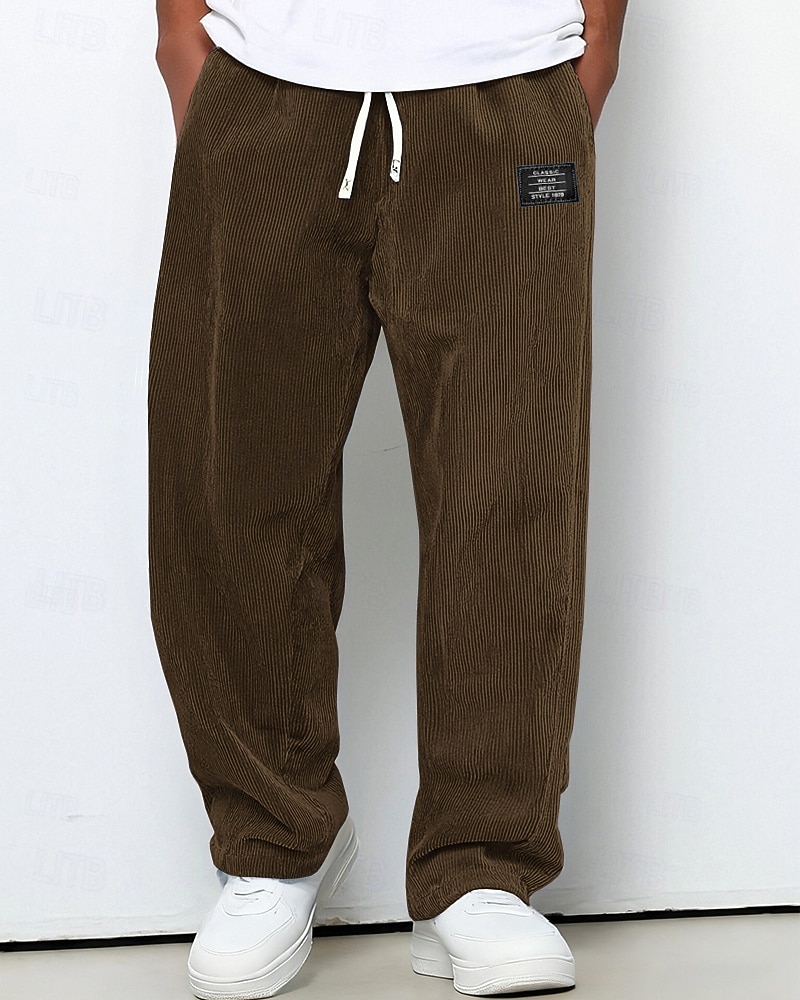 Férfi Melegítőnadrágok Nadrág Kordbársony Nadrág Zsinór Zseb Rugalmas derék Sima Mokaszinok Szabadtéri sport Napi Divat Alkalmi Medence Sötétbarna Mikroelasztikus 2026 - $26.99 –P7