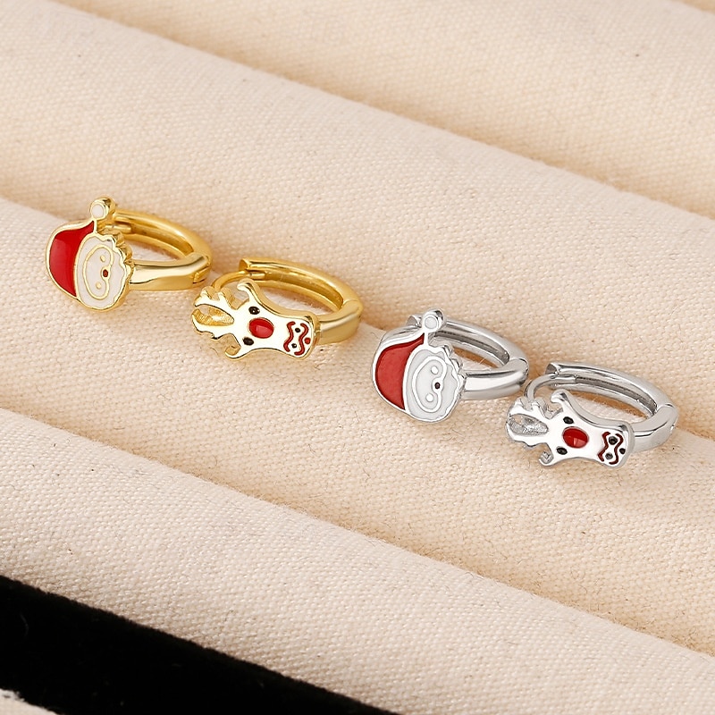 Set di anelli regolabili con Babbo Natale e renne - gioielli natalizi in oro e argento per lo spirito delle feste del 2026 a $11.99 –P3