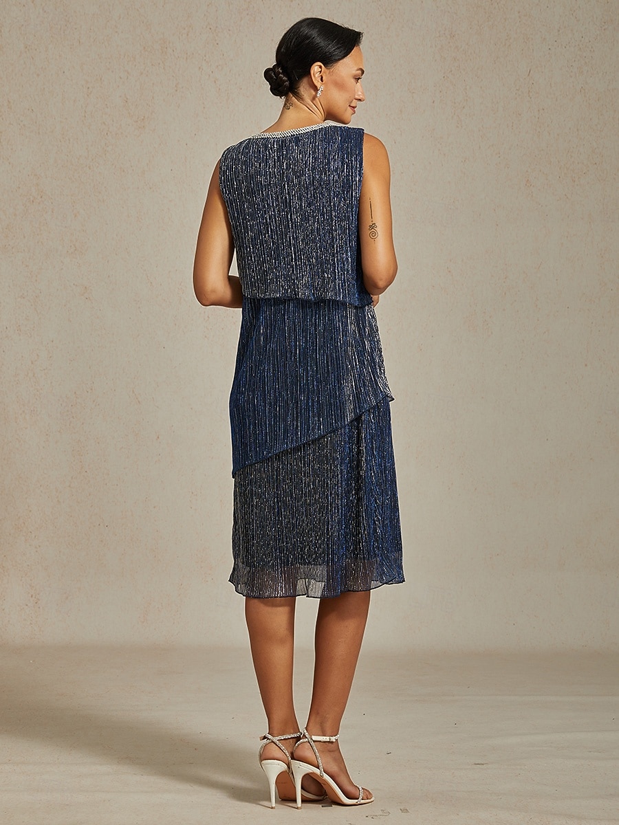 Női Midi ruha Váltó ruha Rakott ruha Halter ruha Elegáns Buli Előírásos Parti Esküvői vendég Koktélparty Normál Tömör szín Ujjatlan Terített nyak Sötétkék Nyár Tavasz Ősz Tél 2025 - $141.99 –P4