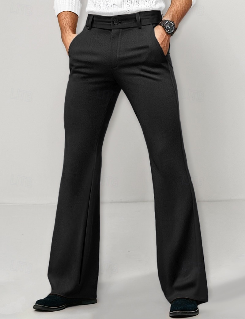 Herr Kostymbyxor Flared byxor Bell Botten Långbyxor Ficka Slät Komfort Andningsfunktion Fullängd Utomhus Dagligen Utekväll Mode Ledigt Svart Vit Microelastisk 2026 - $29.99 –P5
