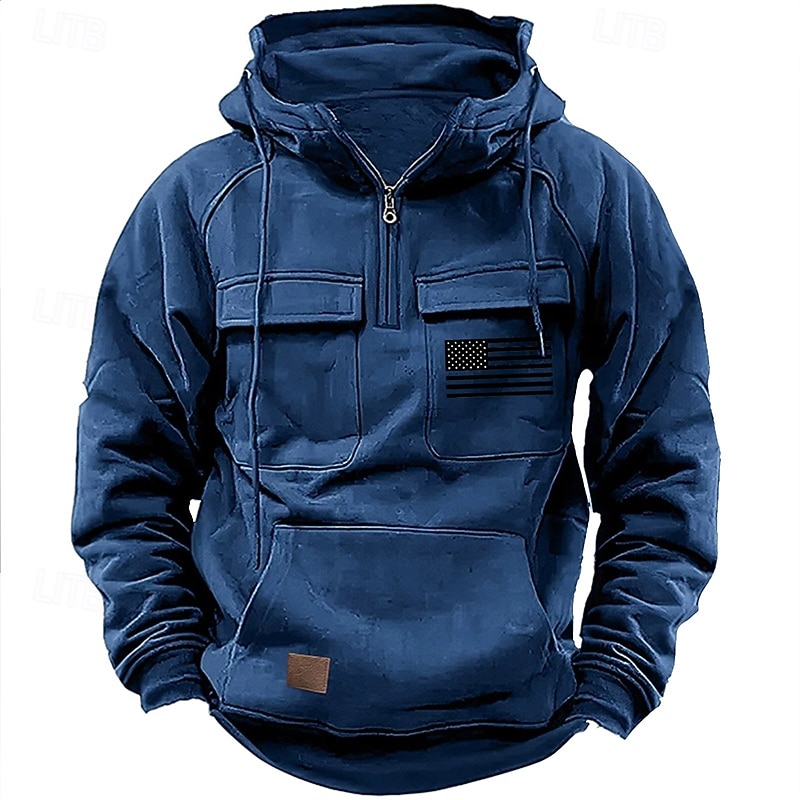 Herr Huvtröja Huvtröja med dragkedja i Quarter Svart Rodnande Rosa Vin Blå Grön Huva Landsflagga Snörning Ficka Sport & Utomhus Dagligen Helgdag Streetwear Grundläggande Ledigt Vår Höst Kläder Pull 2026 - $44.99 –P4