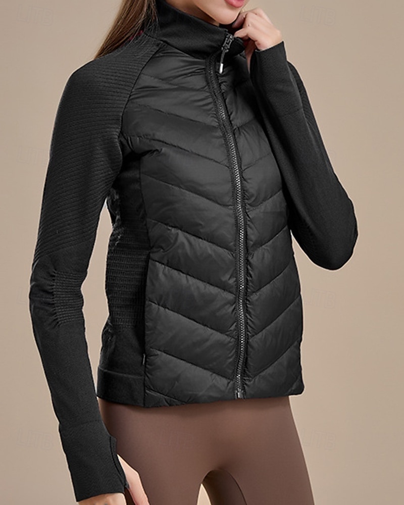 Women's Hiking Jacket Puffer Jacket Thermal Jacket Outdoor Thermal Warm Hiking Outfits Hiking Clothes Winter Autumn / Fall Top Camping / Hiking / Caving Winter Sports Running Solid Color Black White 2026 - $107.99 –P5
