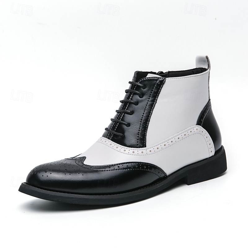 Herrskor i svart och vitt med wingtip-mönster i oxford-modell, tvåfärgade formella klänningar för Gatsby-fester, scenframträdanden och kontorskläder 2026 - $54.99 –P2