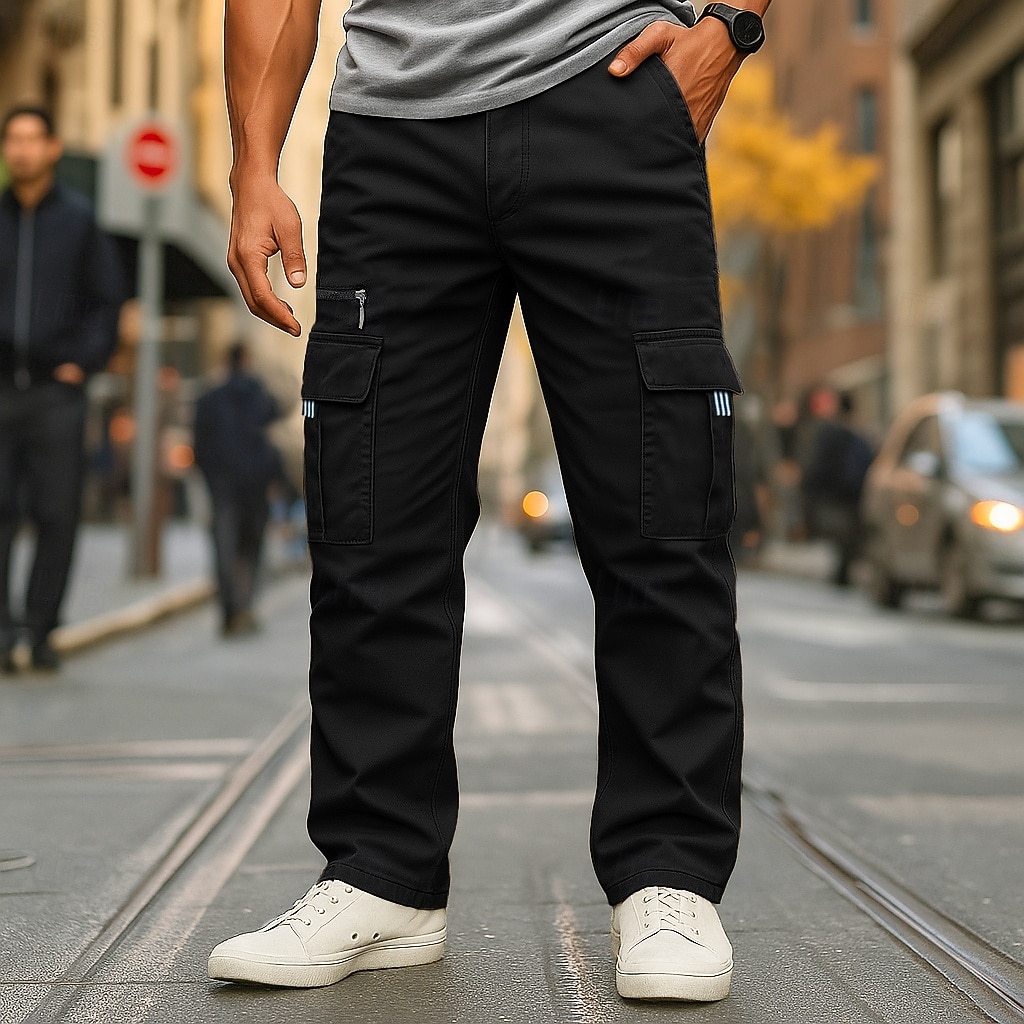 Ανδρικά Παντελόνια με τσέπες Παντελόνι Cargo Παντελόνι εργασίας Ελαστική μέση Πολλαπλή τσέπη Ισιο πόδι Σκέτο Πλήρες μήκος Δουλειά Διακοπές Εθνοτικό στυλ Μαύρο Πράσινο Χακί Ανελαστικό 2026 - $25.99 –P8