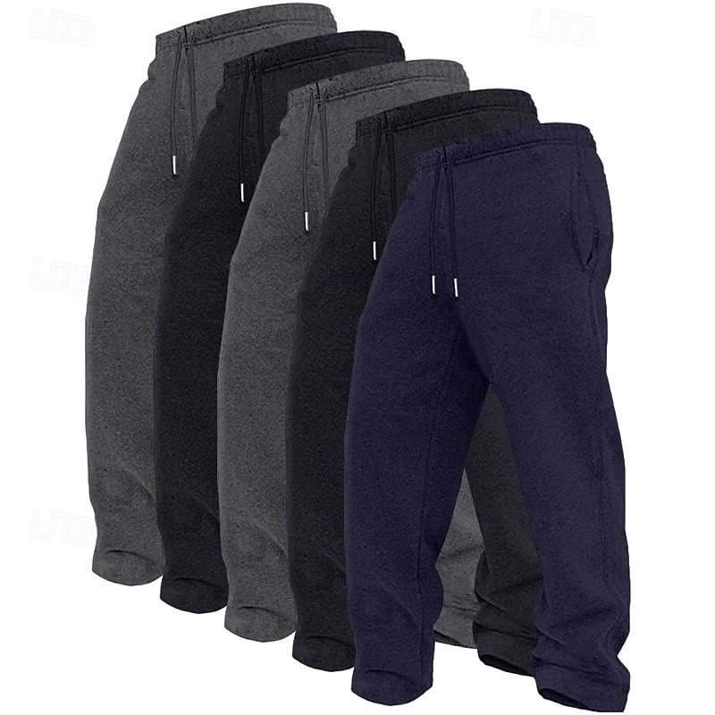 5 Stück Herren-Jogginghose mit geradem Bein, Fleece-Hose, Freizeithose, Kordelzug, elastischer Bund, Mehrfachpackung, einfarbig, bequem, volle Länge, Outdoor, Reisen, Alltag, Urlaub, Mode 2026 - $59.99 –P11