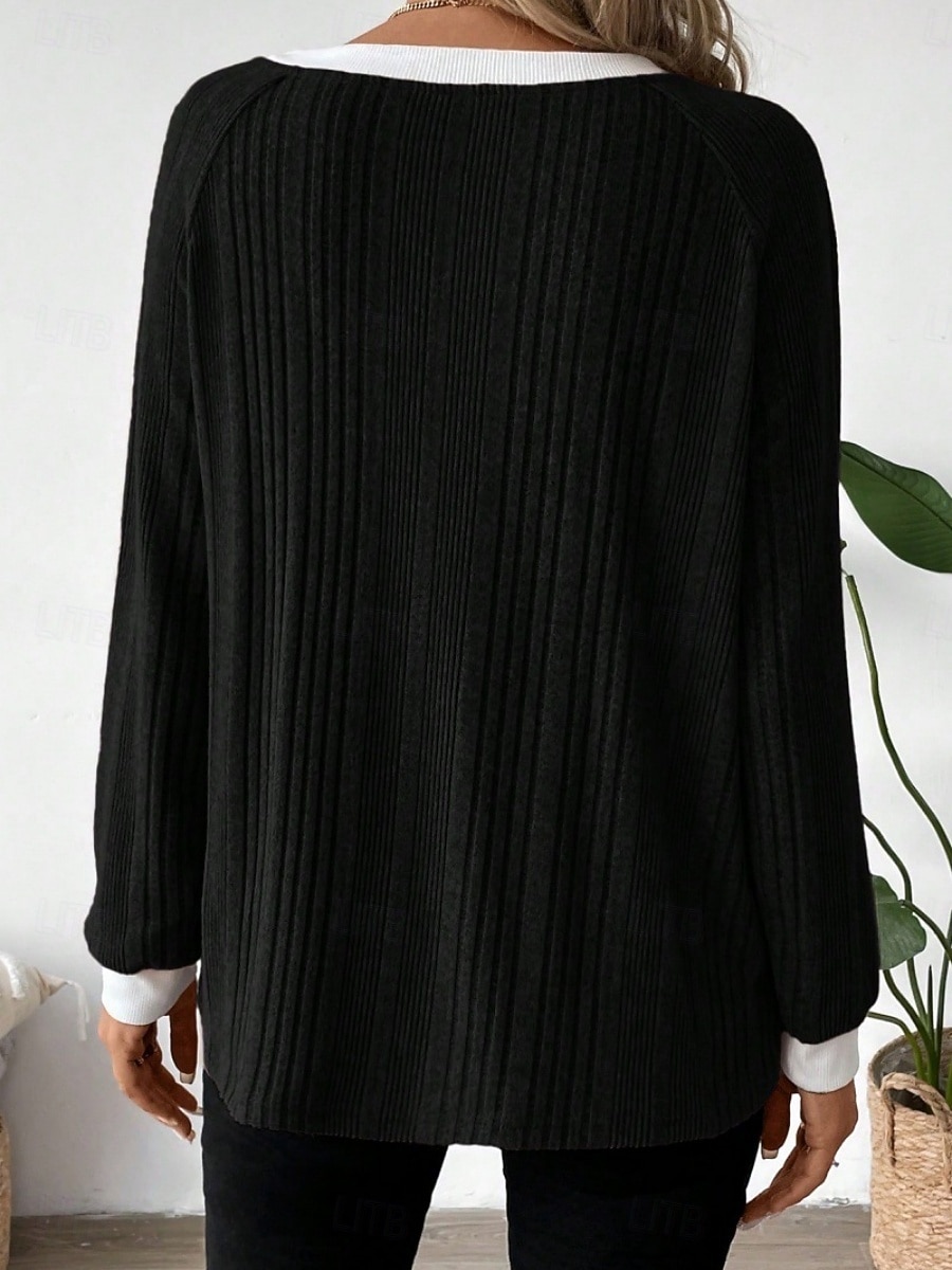 Γυναικεία Μπλούζα Κουρελού Συμπαγές Χρώμα Στυλάτο Καθημερινό Μακρυμάνικο Στρογγυλή Ψηλή Λαιμόκοψη Κανονικά μπλουζάκια Καθημερινά Μαύρο Ανθισμένο Ροζ Φούξια Γκρίζο Άνοιξη Φθινόπωρο Χειμώνας 2026 - $21.99 –P22