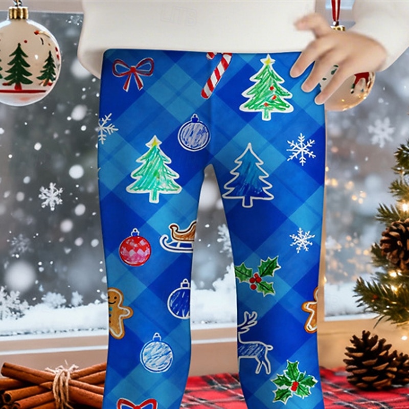 Dla dziewczynek 3D Graficzny Kratka Choinka Spodnie Getry Wiosna Jesień Śłodkie Podstawowy Dzieci 4-12 lat Na zewnątrz Codzienny Regularny 2025 - $10.49 –P2
