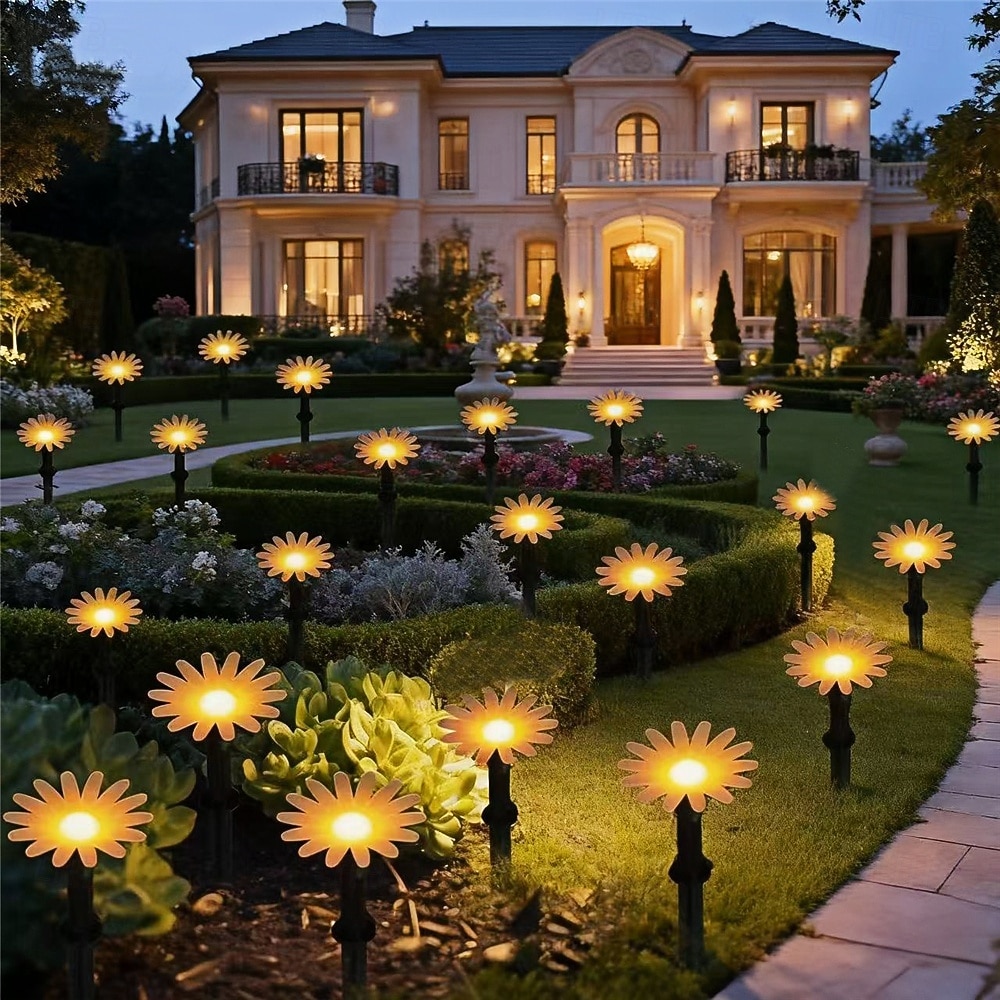 Lot de 10 ou 20 lampes solaires LED en forme de tournesol pour cour, rue, paysage, ambiance, éclairage de chemin, pelouse, enterrées, 1 pièce de 2026 ? $17.99 –P3