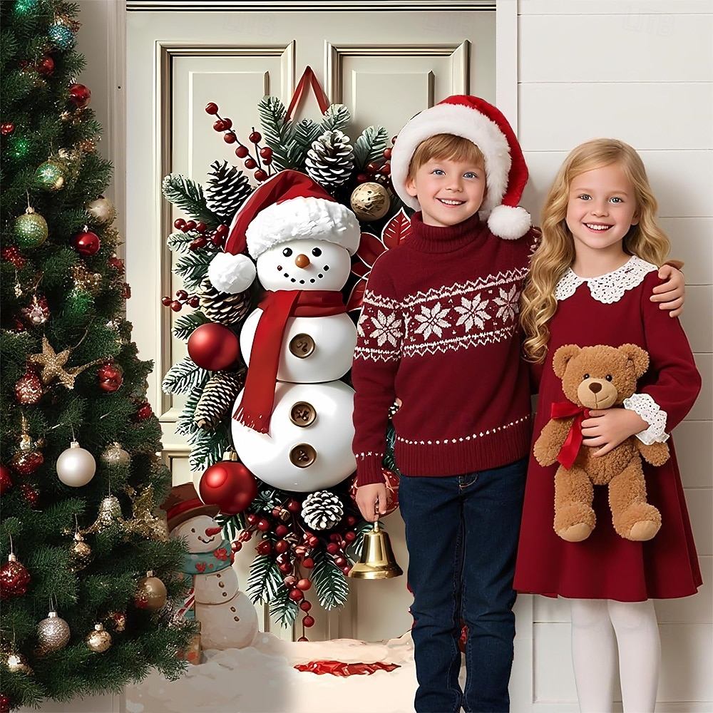 Jul Affischer Dörrskydd Utomhus banderoller Snögubbe Strumpbyxor söt stil 3D Fest Studentboende Tonårsrum Killar Man Cave Frat Sovrum Bakgrundsfotografering Ytterdörr Heminredning 2026 - $19.99 –P7