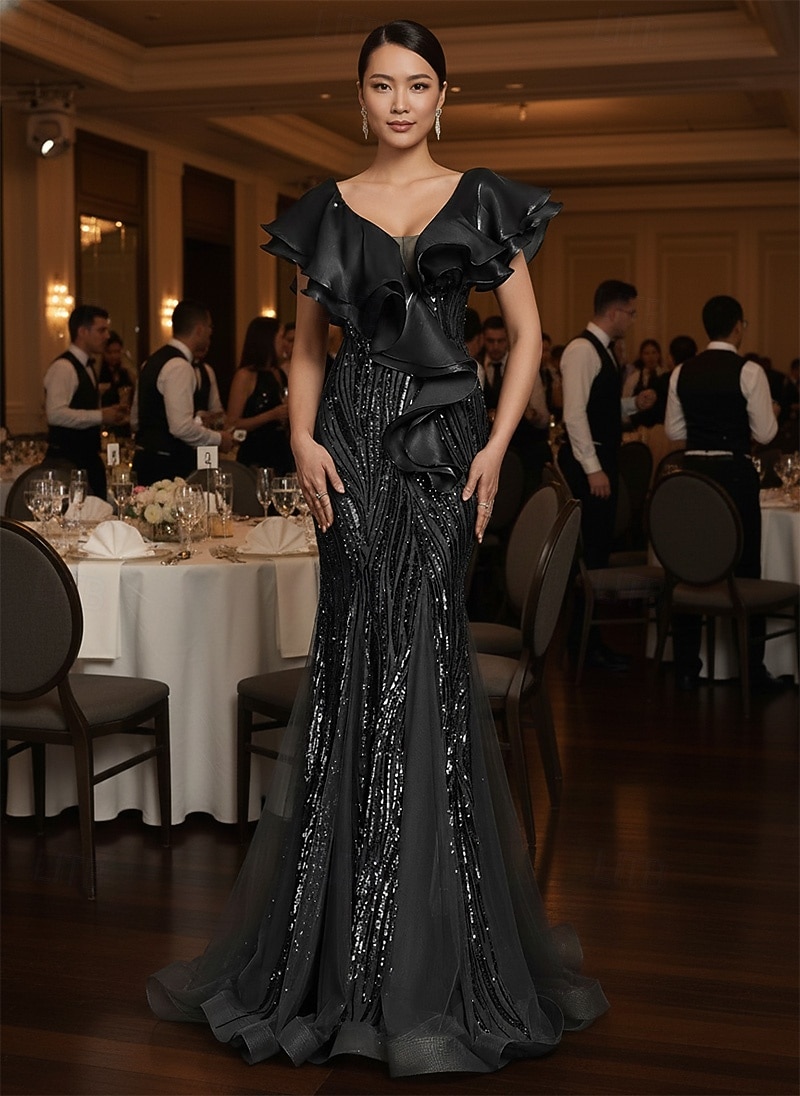 Mermaid Trumpet Floor Length Beaded Eembroidered Formal Dresses Mother of the Bride Dress Prom Dresses Evening Gown Quinceanera Dresses Ball Gown Elegant Sleeveless V Neck Prom Evening Party Lace 2026 - $206.99 –P4