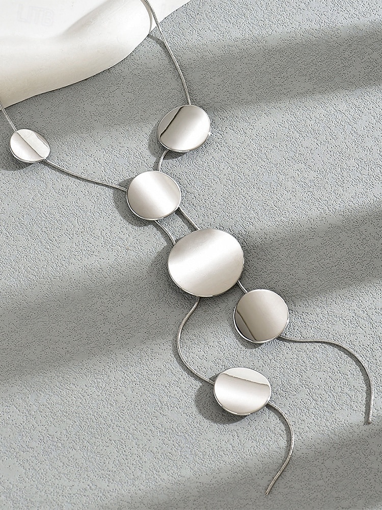 Collier long à pendentif disque géométrique pour femme – bijou minimaliste moderne à superposer pour soirées élégantes, événements formels et mode quotidienne de 2025 ? $11.99 –P7