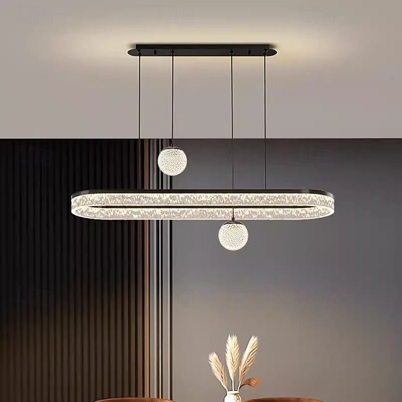 Candelabru oval cu LED negru, lumină de tavan inelară modernă suspendată pentru insulă de bucătărie, bar restaurant, corp de iluminat cu pandantiv cu lumină variabilă tricoloră 3000k-6000k 2026 - $329.69 –P4