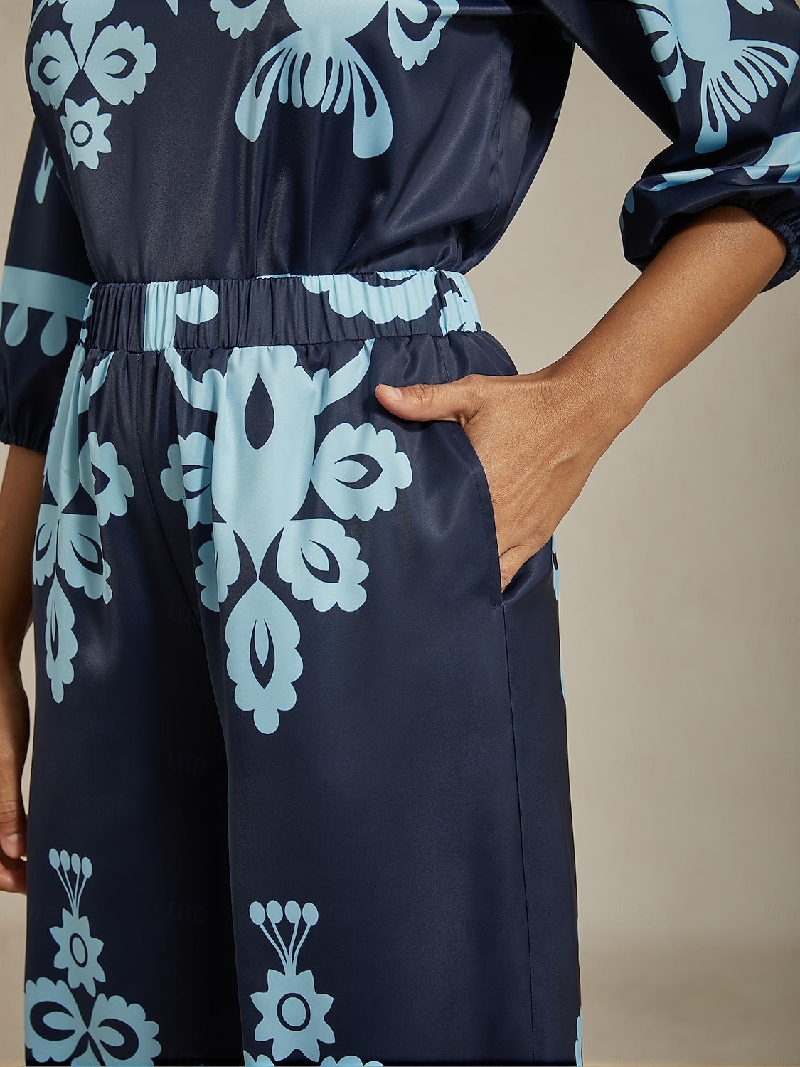 γυναικείο παντελόνι φαρδύ μεταξωτό σατέν λάστιχο με σούρες στη μέση ίσιο χαλαρό εθνοτικό γεωμετρικό σχέδιο με εκτύπωση casual διακοπές άνοιξη καλοκαίρι φθινόπωρο 2025 - $61.99 –P6