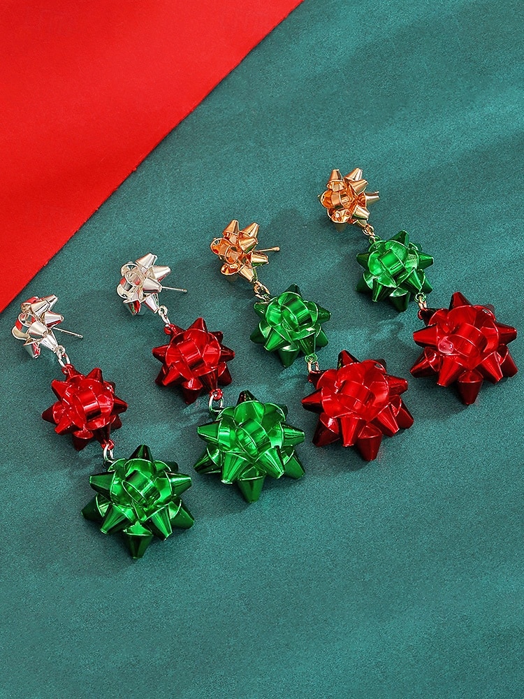 Boucles d'oreilles de Noël pour femmes, design festif rouge et vert avec matériau en alliage, parfaites pour les fêtes de fin d'année et les cadeaux de 2026 ? $9.99 –P5