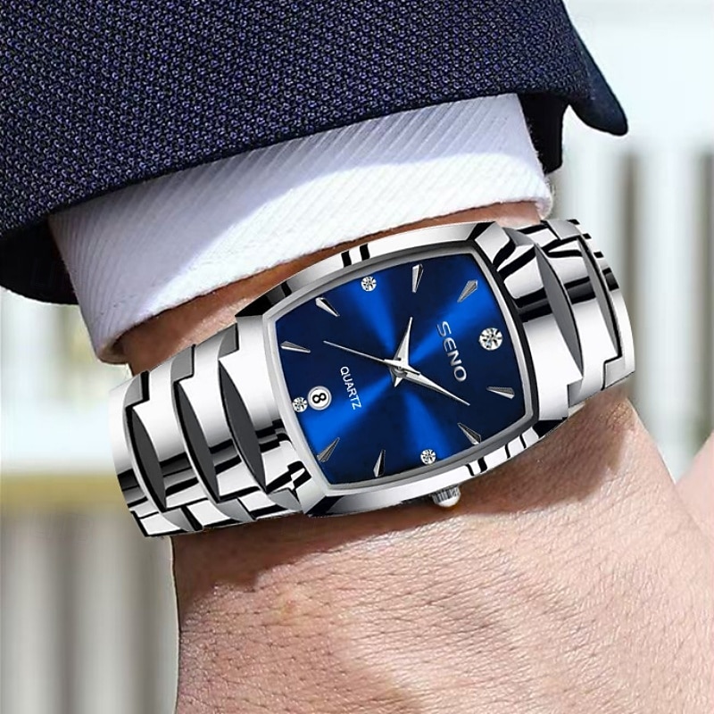 ساعة جديدة للرجال مع حزام من الفولاذ المقاوم للصدأ عرض ليلة مع كريستالات مقاومة للخدش وقرص مقاوم للتآكل مفضلة لهدايا العيد وعيد الميلاد 2026 - $21.99 –P1