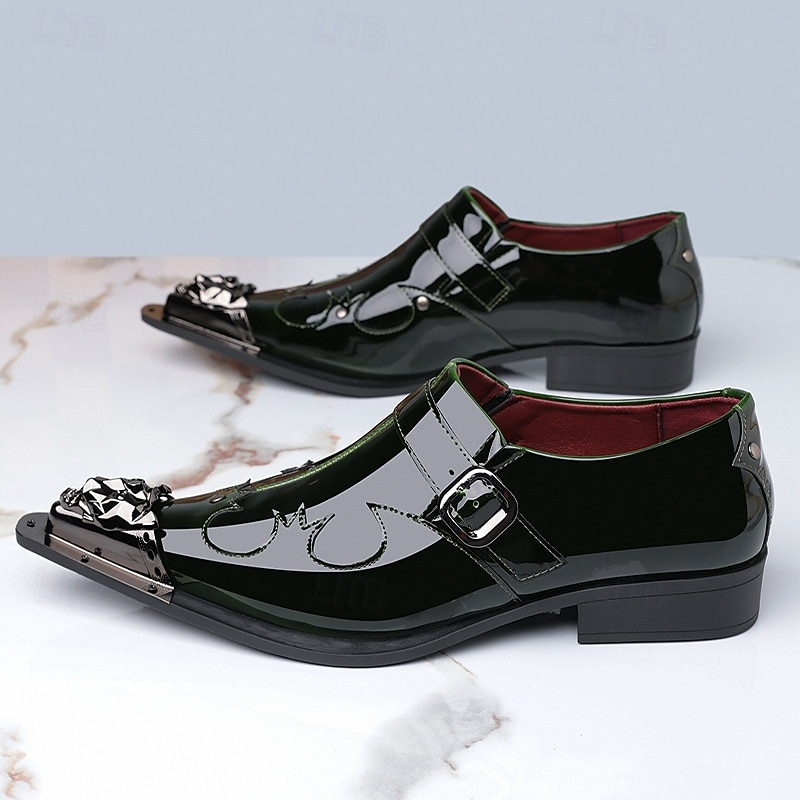 Rode herenschoenen van imitatieleer met monniksband en krokodillenprint – elegant schoeisel voor kerst en feestdagen 2026 - $94.99 –P8