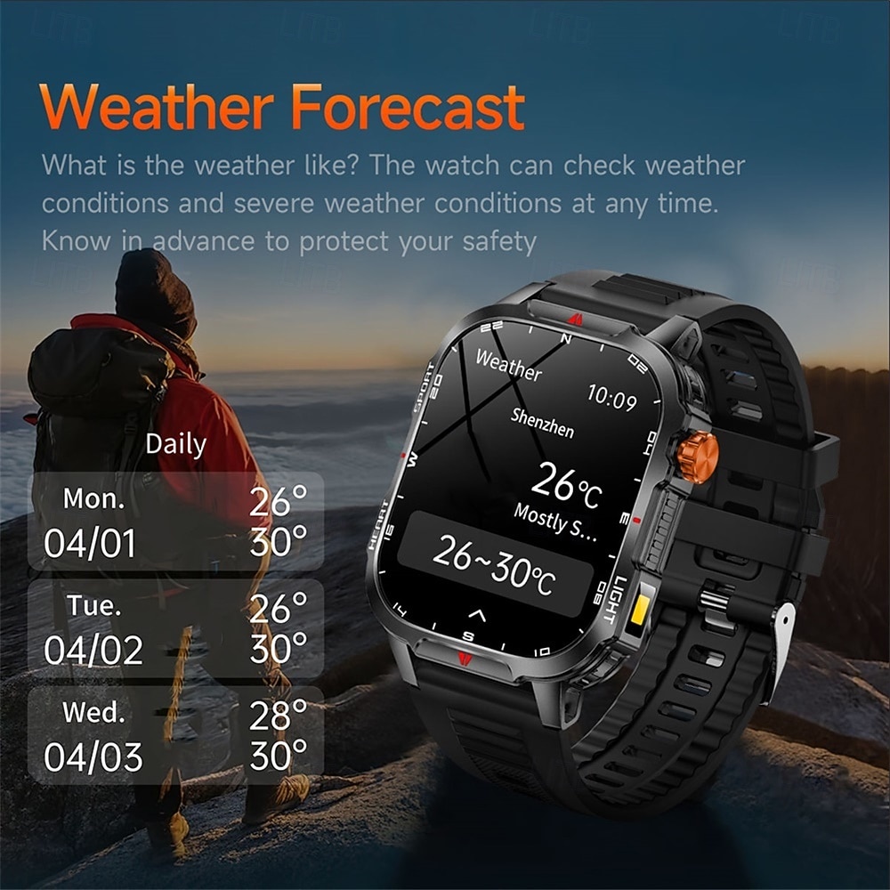Nowy globalny smartwatch 2,01 cala, 1100 mAh, duża bateria, kompas LED, męski zegarek sportowy do użytku na świeżym powietrzu, asystent głosowy, połączenia bezprzewodowe 2025 - $37.99 –P15