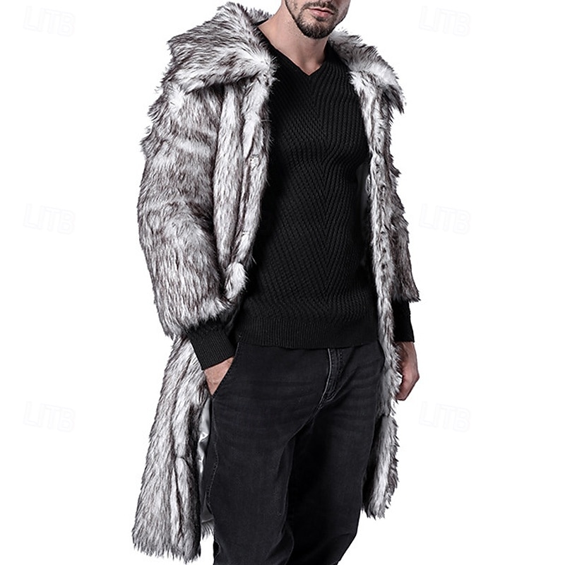 رجالي جاكيت شتوي معطف من الفرو الصناعي عطلة مناسب للبس اليومي الدفء الصوف الخريف الشتاء سهل موضة أناقة الشارع Lapel طويلة أسود أبيض أصفر بني رمادي جاكتس 2026 - $98.99 –P2